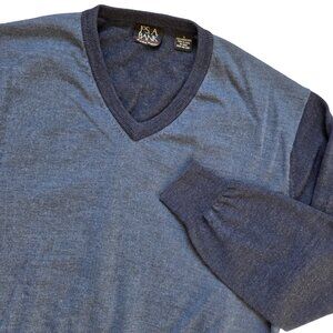 Jos. A. Bank Sweater 100% Merino Wool Men's Large Two-toned Blue Classic Preppy